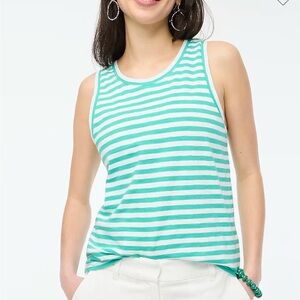 NEW J. Crew Mint & White Striped Sleeveless Tank